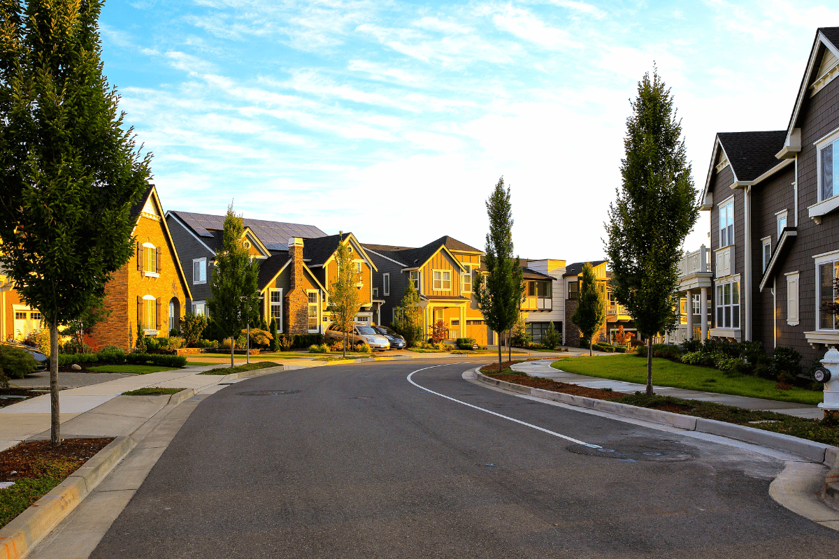 View of a neighborhood from the street